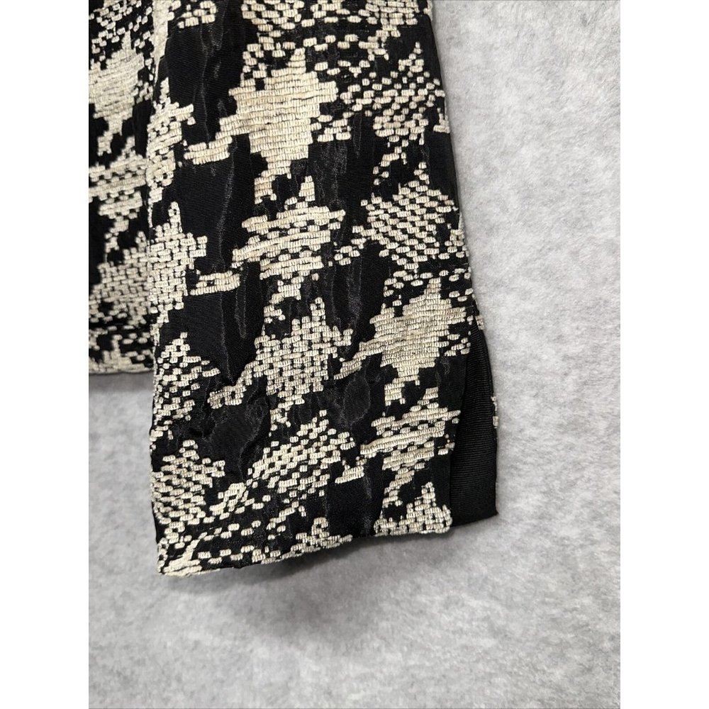 ARMANI COLLEZIONI BLACK & Tan BOUCLE  JACKET 10 Coat Shirt Geometric Slit Sleeve - Picture 3 of 10
